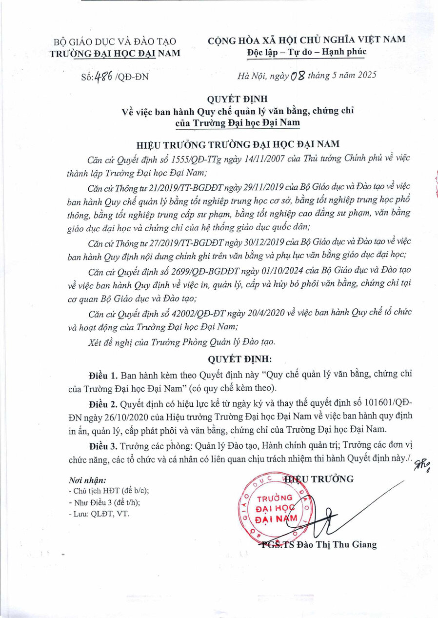 QĐ 486 Ban hành Quy chế quản lý văn bằng, chứng chỉ của Trường Đại học Đại Nam_1-1.jpg