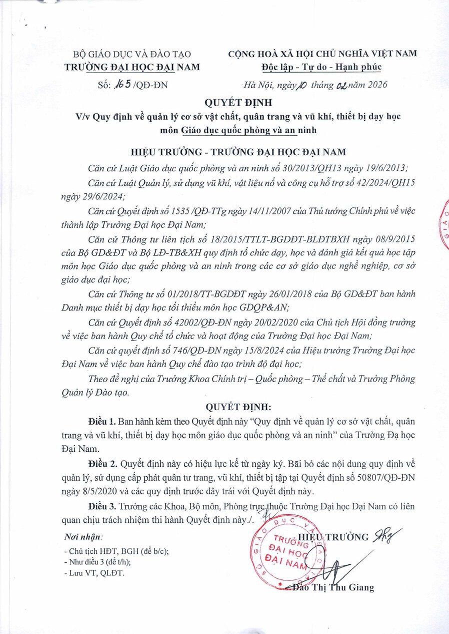 QĐ 165 Quy định về quản lý cơ sở vật chất, quân trang và vũ khí, thiết bị dạy học môn Giáo dục quốc phòng và an ninh_1-1.jpg