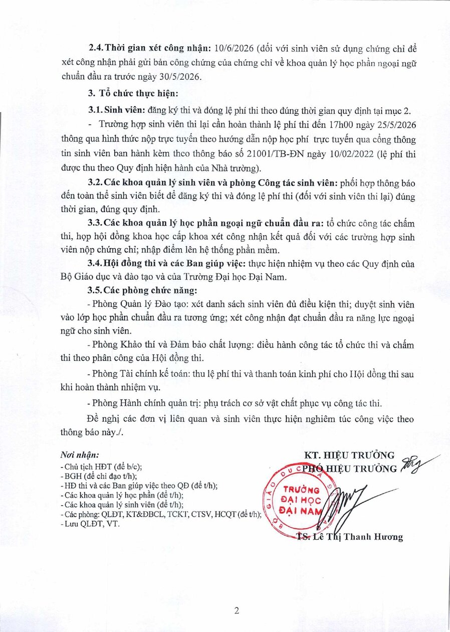 TB 194 Tổ chức thi đánh giá năng lực ngoại ngữ chuẩn đầu ra năm 2026 đợt 2_1_page-0002.jpg